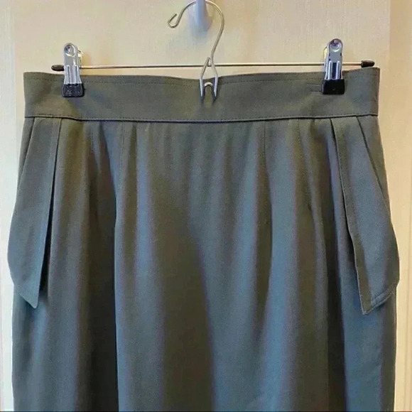 Vintage Wool Pencil Skirt Side Pockets Lined Green Size 10 - Picture 5 of 16